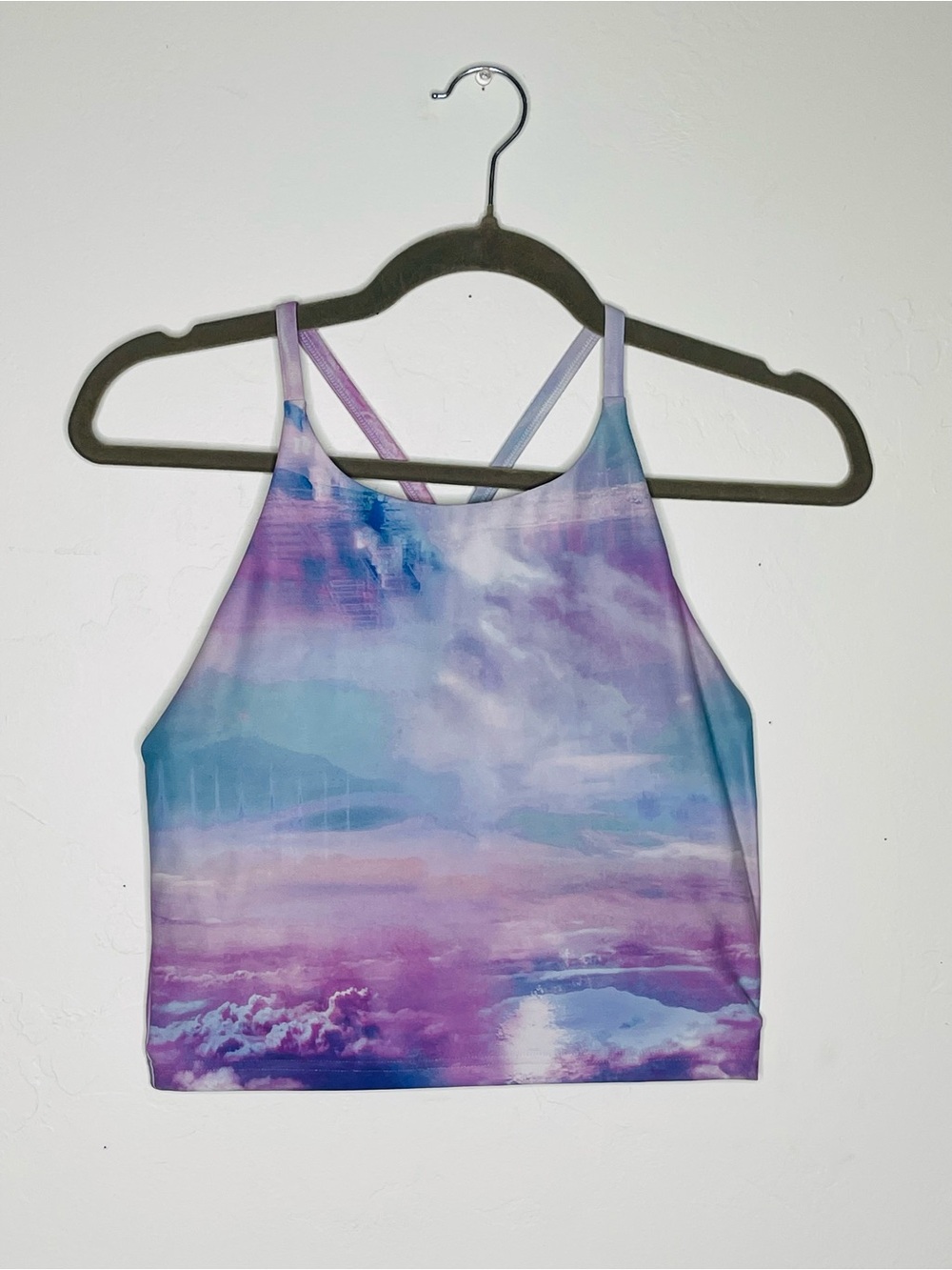 Old Navy PowerSoft Women’s Medium Pastel Printed Longline Sports Bra